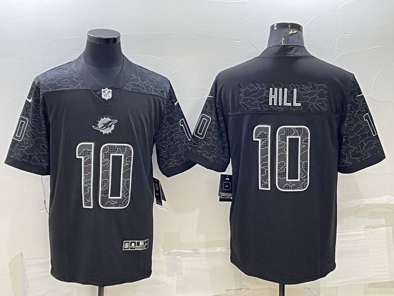 Men Miami Dolphins #10 Hill Black Reflector 2022 Nike Limited NFL Jersey